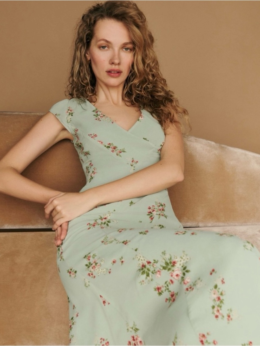 NWT Reformation Baden Dress - Hampstead-6 Green Floral Midi - Picture 5 of 8